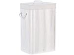 Storage Basket White Bamboo With Lid Laundry Bin Boho Practical Accessories Beliani