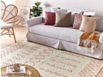 Rug Beige Pink Cotton 160 X 230 Cm Geometric Pattern Hand Tufted Flatweave Living Room Bedroom Beliani