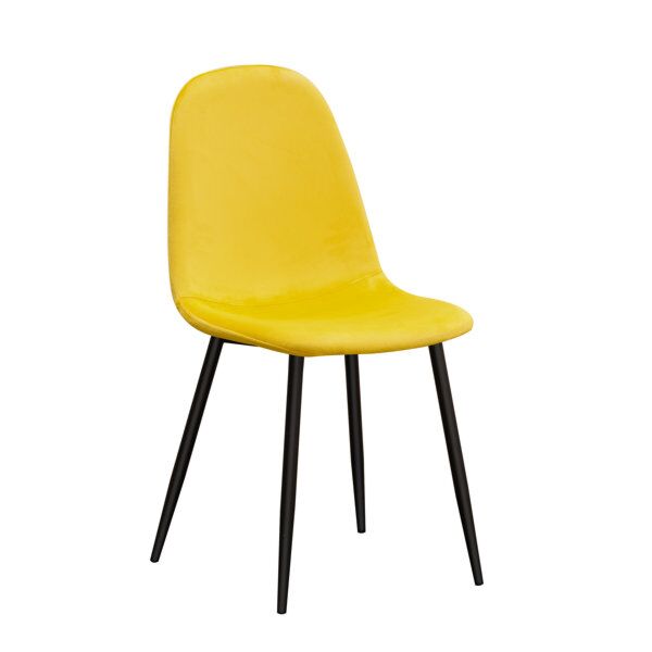 Yellow Fabric Chair Black Metal Legs