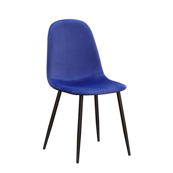 Blue Fabric Chair Black Metal Legs