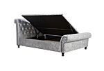 Castello Double Side Ottoman Bed Steel Crushed Velvet