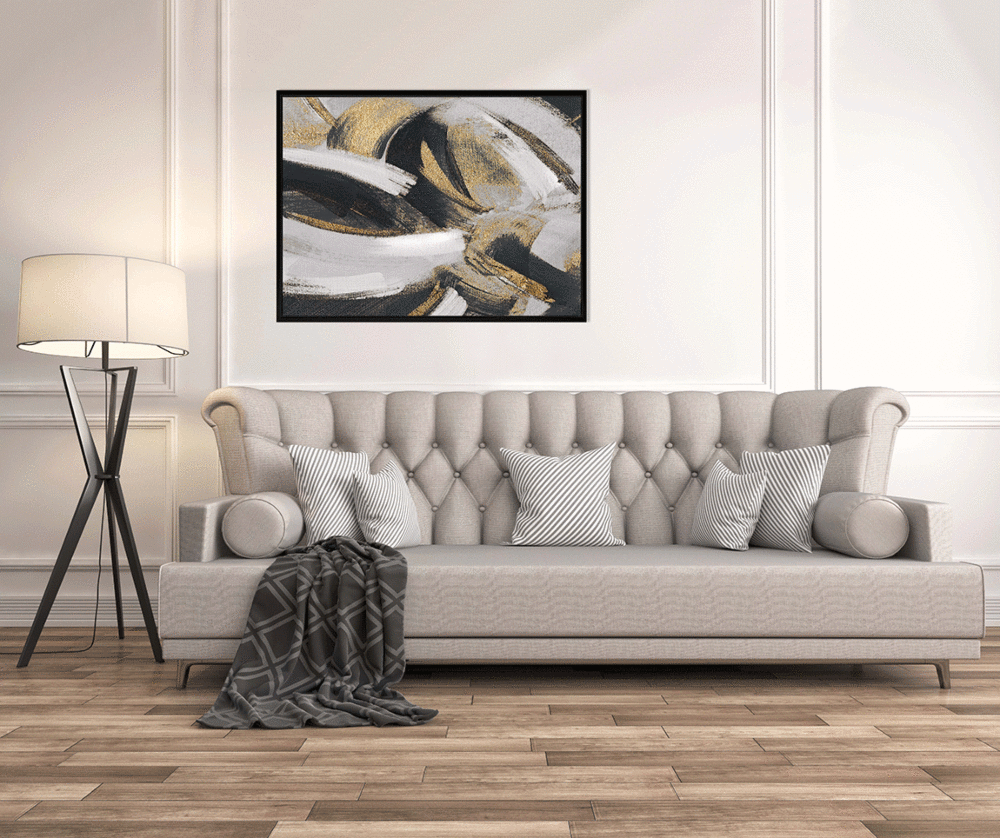 Golden Swirls By Susan Jill - Framed Canvas