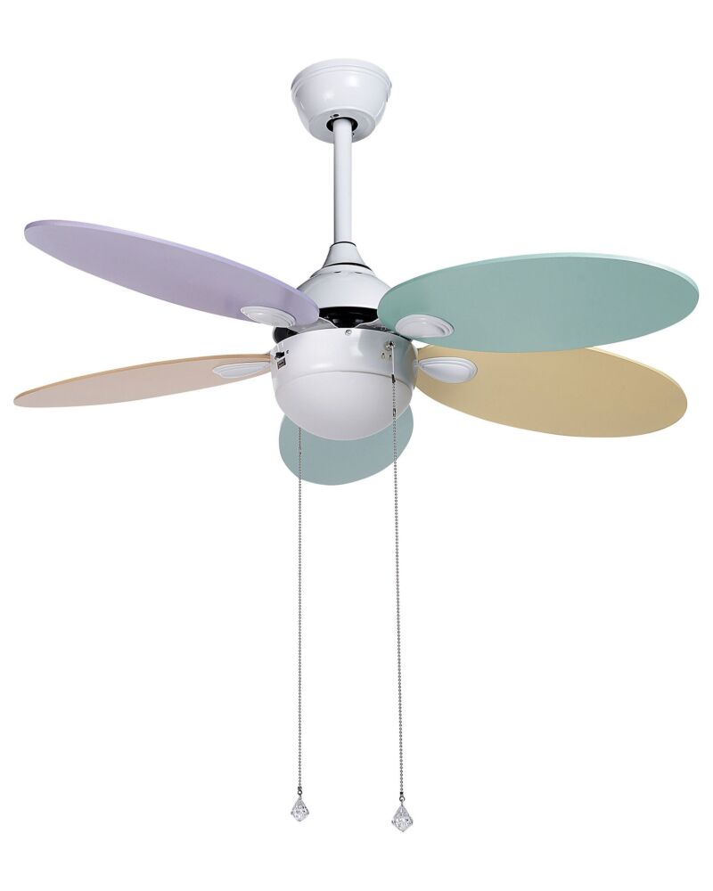 Ceiling Fan With Light Colourful For Kids With Pull Chain 4 Blades Speed Control Modern Design Beliani