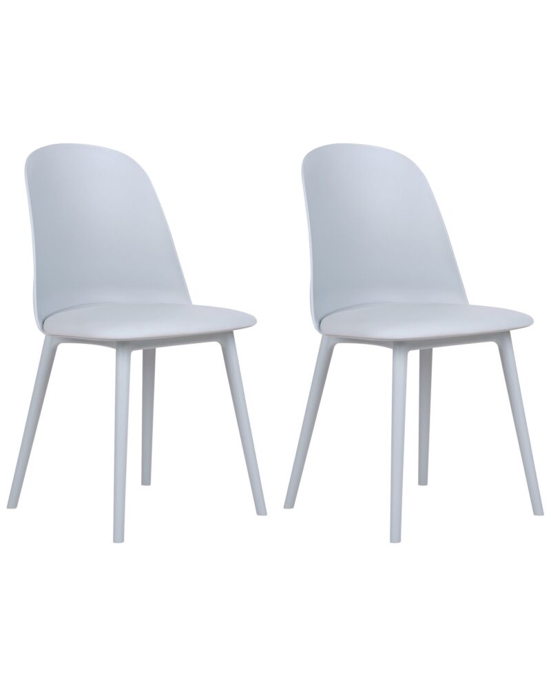 Set Of 2 Dining Chairs Light Blue Synthetic Padded Seat Kitchen Seats Modern Minimalist Living Room Beliani