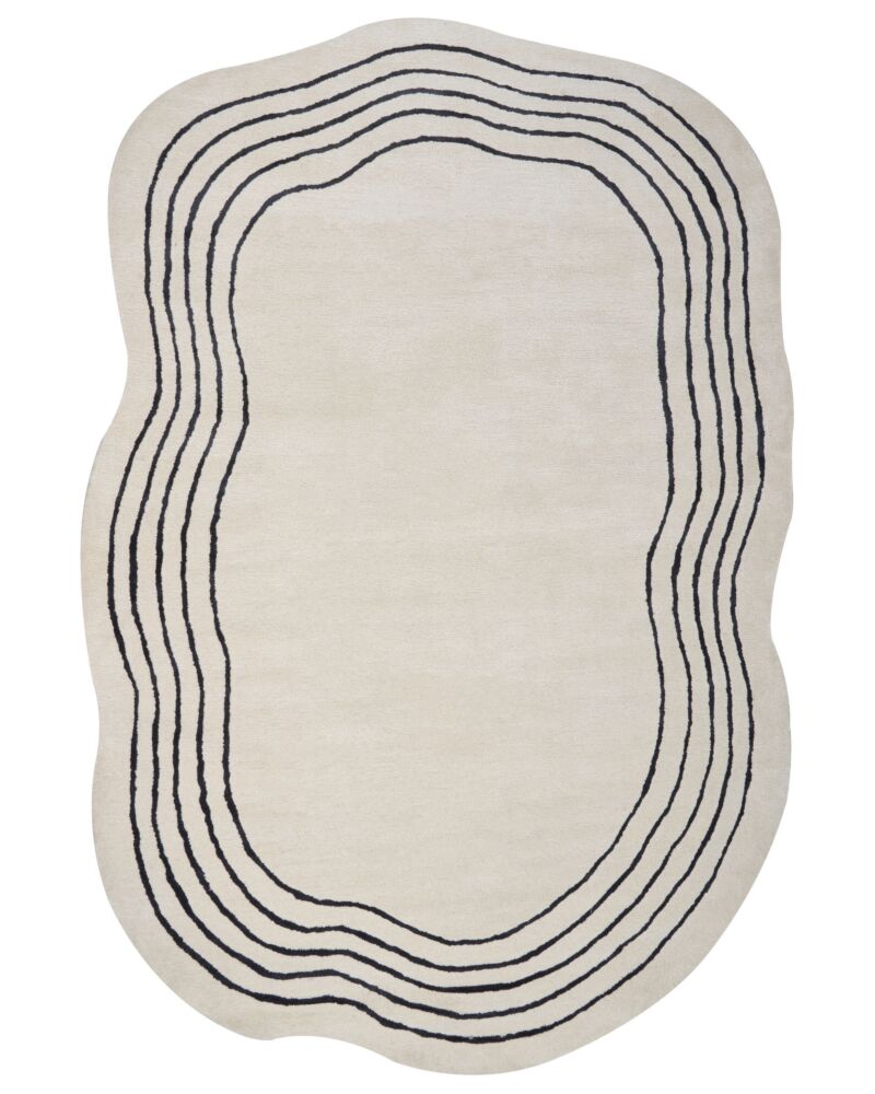 Area Rug Beige Viscose And Wool Irregular Shape 200 X 300 Cm Modern Glam Style Beliani