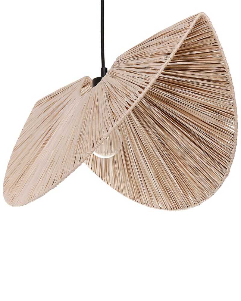 Pendant Lamp Natural Paper Pulp Textured Shade Japandi Natural Style Beliani