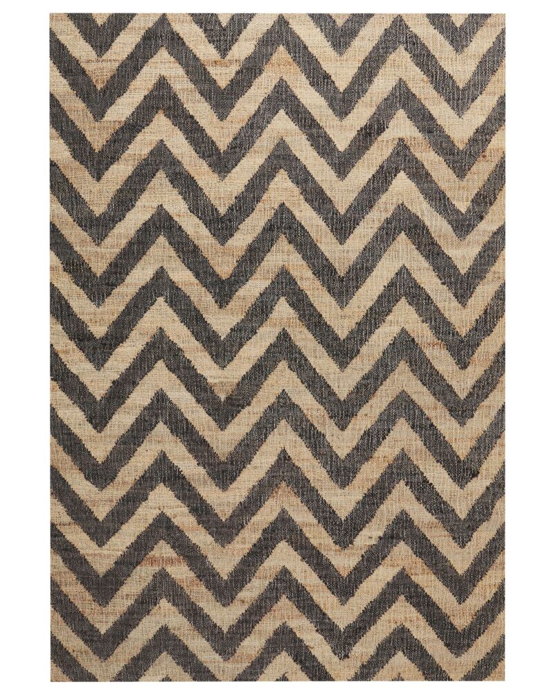 Area Rug Beige Black Jute 160 X 230 Cm Braided Handmade Natural Boho Style Textile Beliani