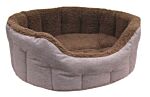 P&l Premium Oval Drop Fronted Bolster Style Heavy Duty Fleece Lined Softee Bed Colour Light Brown/mushroom Size Intermediate Internal L51cm X W41cm X H20cm / Base Cushion 7cm Thickness