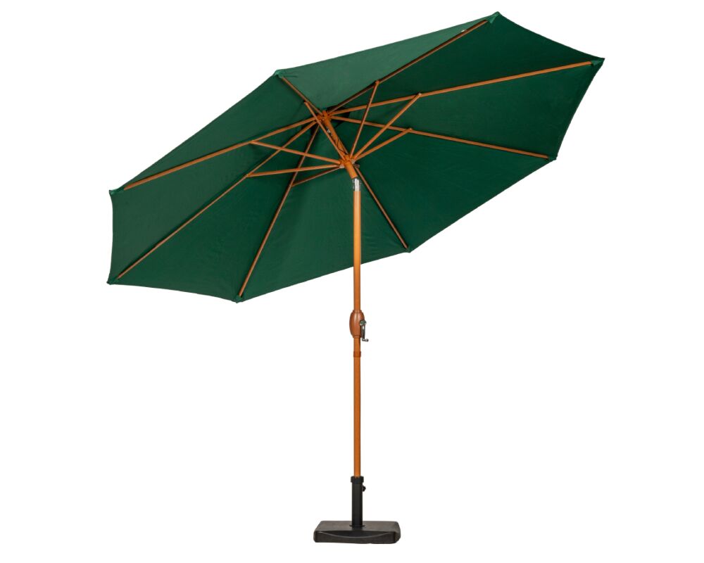 Green 3m Woodlook Crank And Tilt Parasol (38mm Pole, 8 Ribs) This Parasol Is Made Using Polyester Fabric Which Has A Weather-proof Coating & Upf Sun Protection Level 50