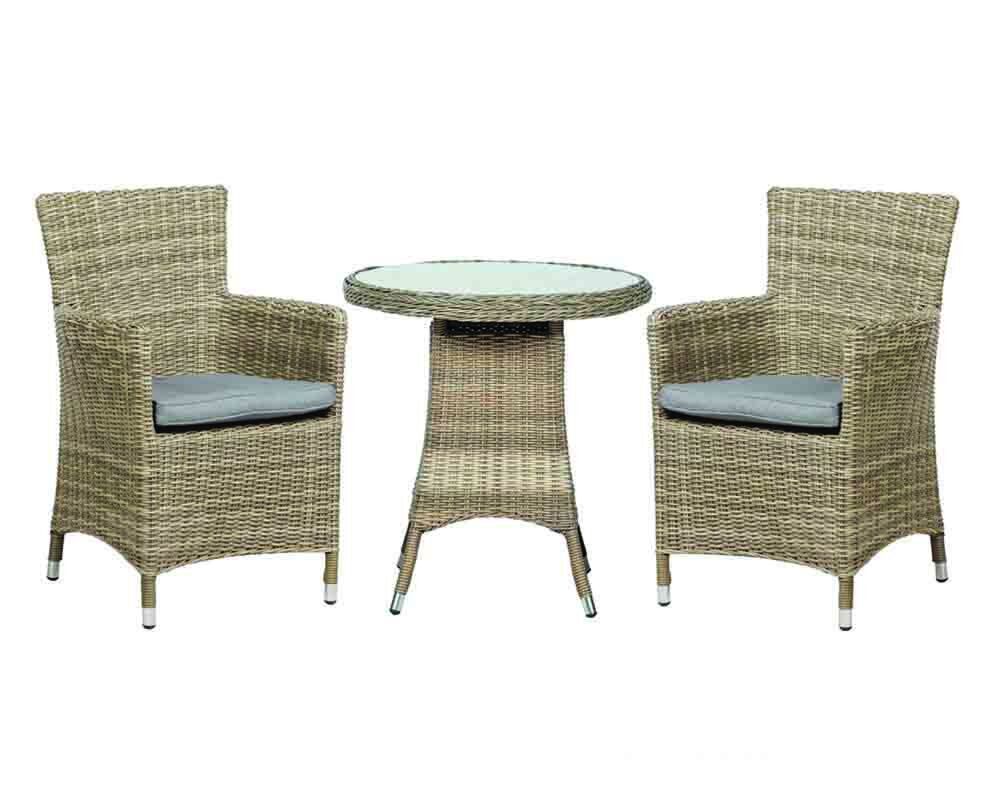Wentworth 2 Seater Round Carver Bistro Set 70cm Round Table With 2 Carver Chairs Including Cushions