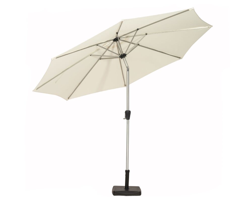 Ivory 3m Crank And Tilt Parasol Brushed Aluminium Pole (48mm Pole, 8 Ribs) This Parasol Is Made Using Polyester Fabric Which Has A Weather-proof Coating & Upf Sun Protection Level 50