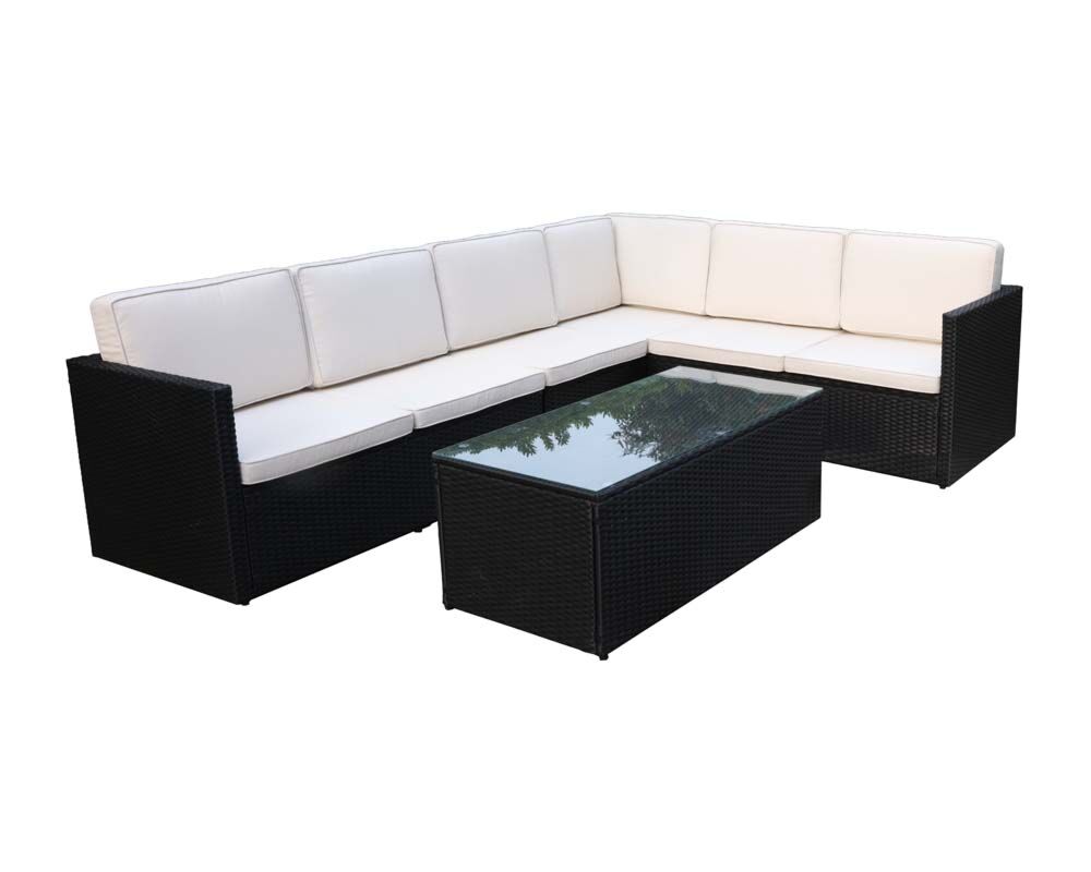Berlin Black Corner Lounging Set - 3 Seater & 2 Seater Sofa, Table, 1pc Armless Chair
