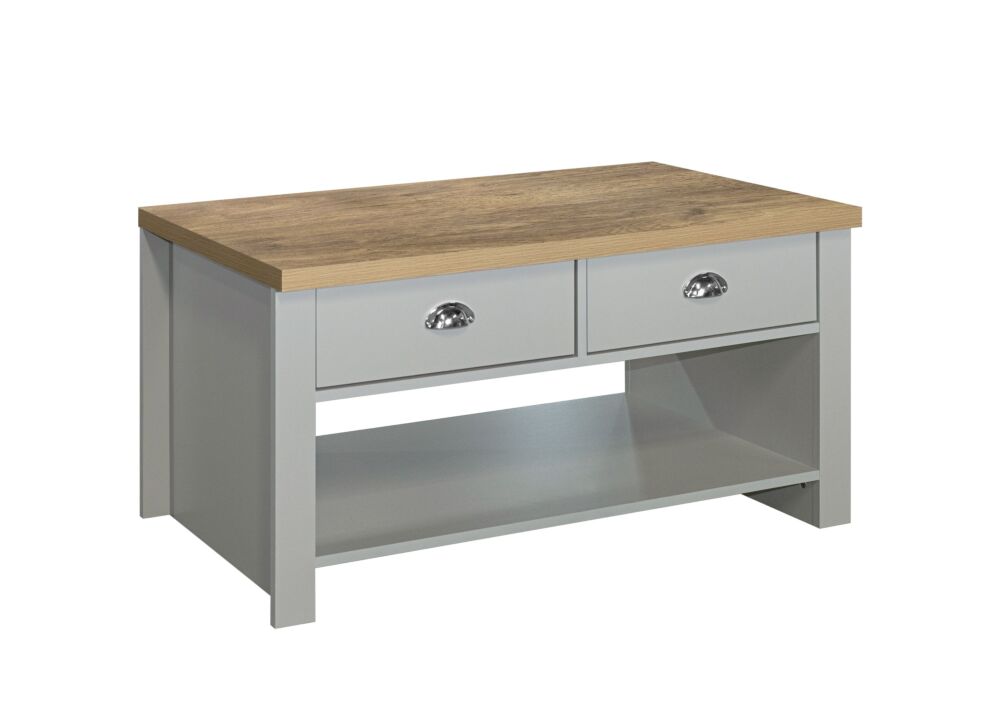 Highgate 2 Drawer Coffee Table Grey & Oak