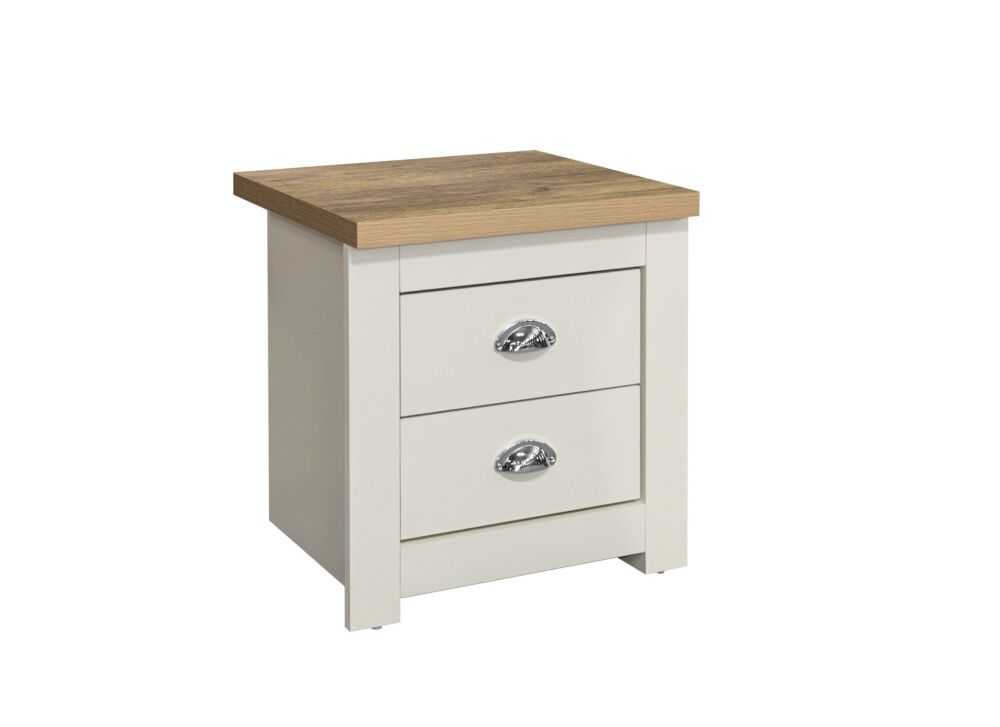 Highgate 2 Drawer Bedside Cream & Oak