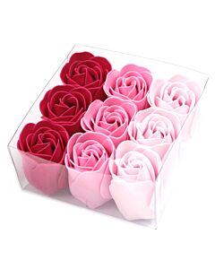 Set Of 9 Soap Flowers - Pink Roses