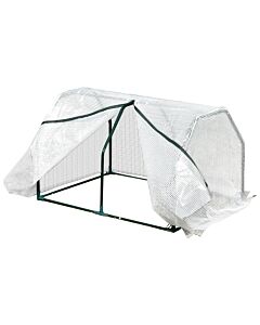 Outsunny Mini Greenhouse Portable Garden Greenhouse Metal Frame Grow House With Pvc Cover, Middle Zip Fastening, 99 X 71 X 60 Cm, White