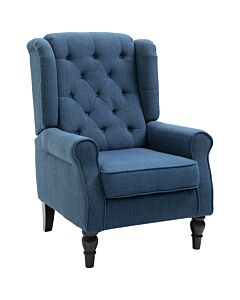 Homcom Wingback Accent Chair, Retro Upholstered Button Tufted Occasional Chair For Living Room And Bedroom, Blue