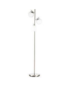 Homcom 3-light Tree Floor Lamps For Living Room, Modern Standing Lamp For Bedroom With Globe Lampshade, Steel Base, (bulb Not Included), Silver
