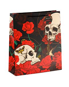 Skulls And Roses Red Roses Extra Large Gift Bag