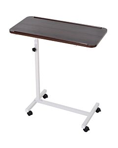 Homcom Portable Overbed/chair Table Sofa Side Notebook Laptop Desk Pc Stand Height Adjustable W/ Lockable 4 Castors & Wooden Top - Brown