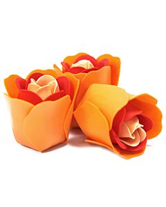 Set Of 3 Soap Flower Heart Box - Peach Roses
