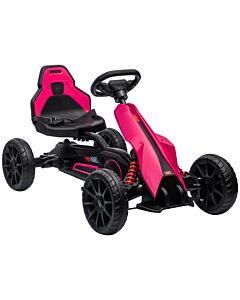 Homcom Children Pedal Go Kart, Kids Ride On Racer With Adjustable Seat, Swing Axle, Shock Absorption Eva Tyres, Handbrake, For Boys And Girls Aged 3-8 Years Old, Pink