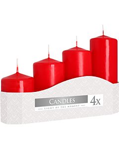Set Of 4 Pillar Candles Diameter 5cm X Height 11/16/22/33 - Red
