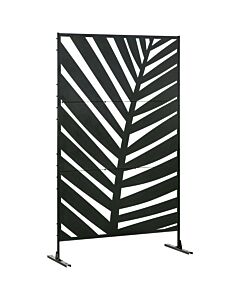 Outsunny Privacy Screen With Stand And Ground Stakes, 6.5ft Metal Outdoor Divider, Decorative Privacy Panel For Garden Patio Pool Hot Tub