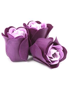 Set Of 3 Soap Flower Heart Box - Lavender Roses