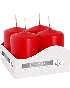 Set Of 4 Pillar Candles 4x6cm - Red