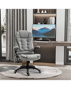 Vinsetto Massage Recliner Chair Heated Office Chair With Six Massage Points Microfiber Cloth 360° Swivel Wheels Grey