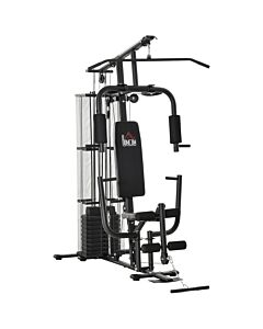 Homcom Multifunction Home Gym System Weight Training Exercise Workout Station Fitness Strength Machine For Body Training Black