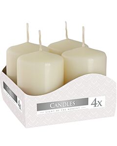 Set Of 4 Pillar Candles 4x6cm - Ivory