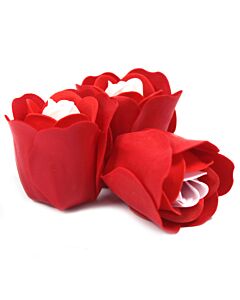 Set Of 3 Soap Flower Heart Box - Red Roses