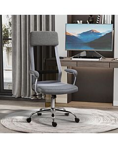 Vinsetto Office Chair Linen-feel Mesh Fabric High Back Swivel Computer Task Desk Chair For Home With Arm, Wheels, Grey