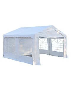 Outsunny 4m X 4 M Party Tents Portable Carport Shelter With Removable Sidewalls & Double Doors, Heavy Duty Party Tent Car Canopy