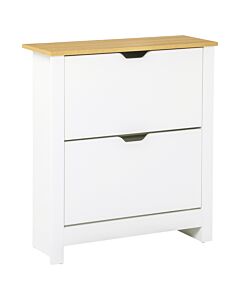 Homcom 12-shoe Storage Cabinet 4 Shelves 2 Drawers 4 Protective Legs Modern Stylish Unit Hallway Bedroom Home Furniture White