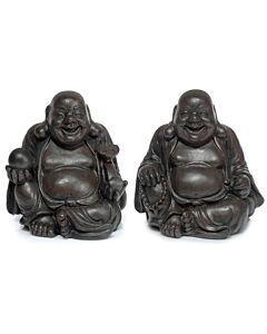 Decorative Ornament - Peace Of The East Wood Effect Mini Chinese Laughing Buddha