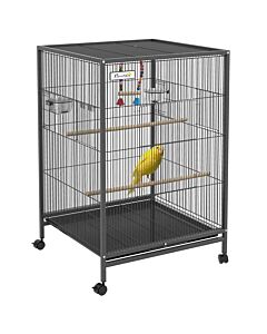 Pawhut Bird Cage, Budgie Cage, With Rolling Stand, For Small Birds - Grey