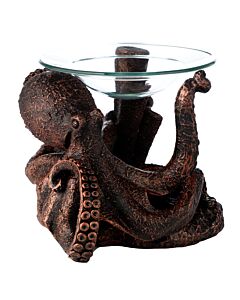 Bronze Octopus Resin Oil And Wax Burner With Glass Dish