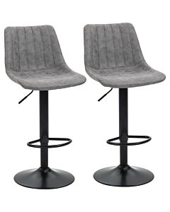 Homcom Adjustable Bar Stools Set Of 2 Counter Height Barstools Dining Chairs 360° Swivel With Footrest For Home Pub, Grey