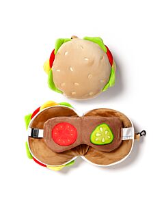 Fast Food Burger Relaxeazzz Plush Round Travel Pillow & Eye Mask Set