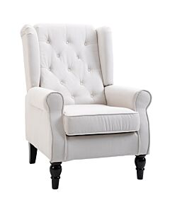 Homcom Wingback Accent Chair, Retro Upholstered Button Tufted Occasional Chair For Living Room And Bedroom, Cream White