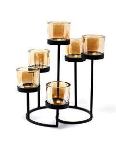 Centrepiece Iron Votive Candle Holder - 6 Cup Circule Tree