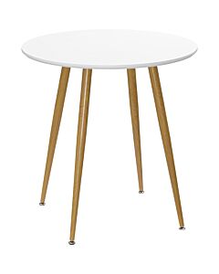 Homcom Modern Dining Table For 2 People, Round Kitchen Table, With Matte Top And Metal Legs, Dining Room Living Room, White