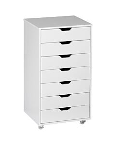 Vinsetto Vertical Filing Cabinet, 7-drawer File Cabinet, Mobile Office Cabinet On Wheels For Study, Home Office, White