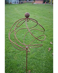 Tangle Ball On 4ft Stem With Candle Holder/hook Bare Metal/ready To Rust