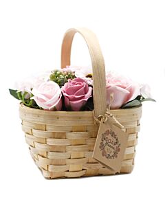 Large Pink Bouquet In Wicker Basket