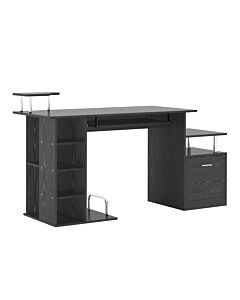 Homcom Computer Desk Pc Workstation With Drawer Shelves Cpu Storage Rack Home Office Furniture (black)