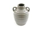 Ceramic Grey Ribbed Vase With Handles 20cm